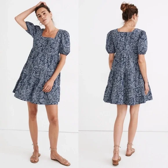 Madewell Blue Floral Dress - Picture 1 of 15